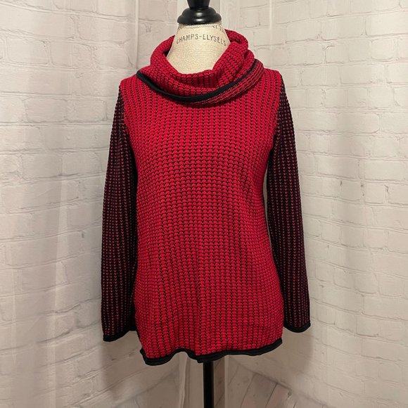 Calvin Klein Sweaters - 3/15 Calvin Klein Chunky Red Turtleneck Sweater, Red Two Tone! Small Petite!